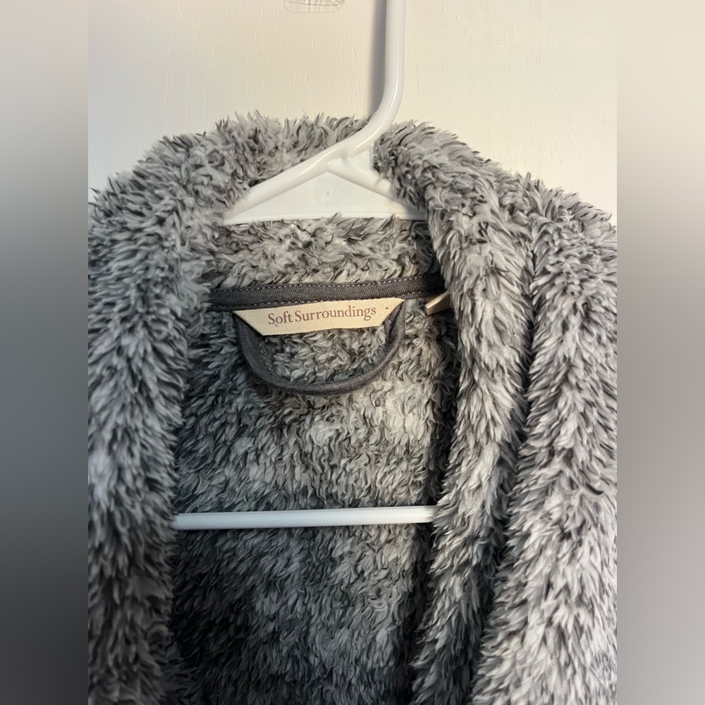 Soft Surroundings Womens XL Most Wonderful Cardigan Gray Cozy Plush‎ Lounge - Picture 4 of 5